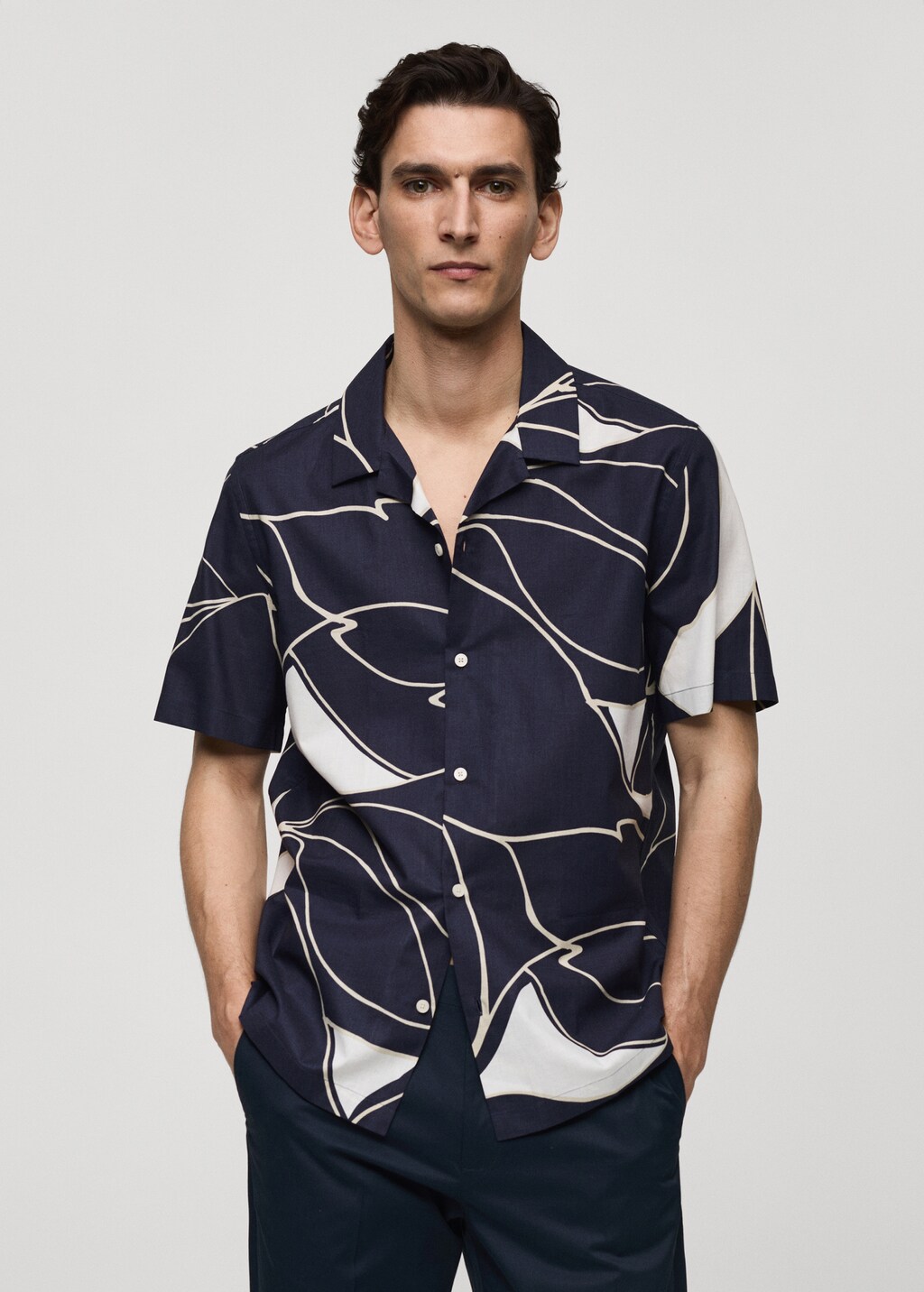 100% cotton printed shirt - Dark Navy