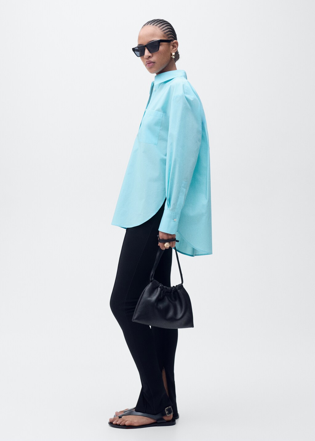 Oversize poplin shirt - Blue