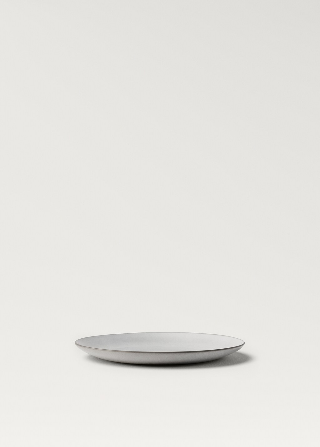 Stoneware dessert plate with contrast rim - White