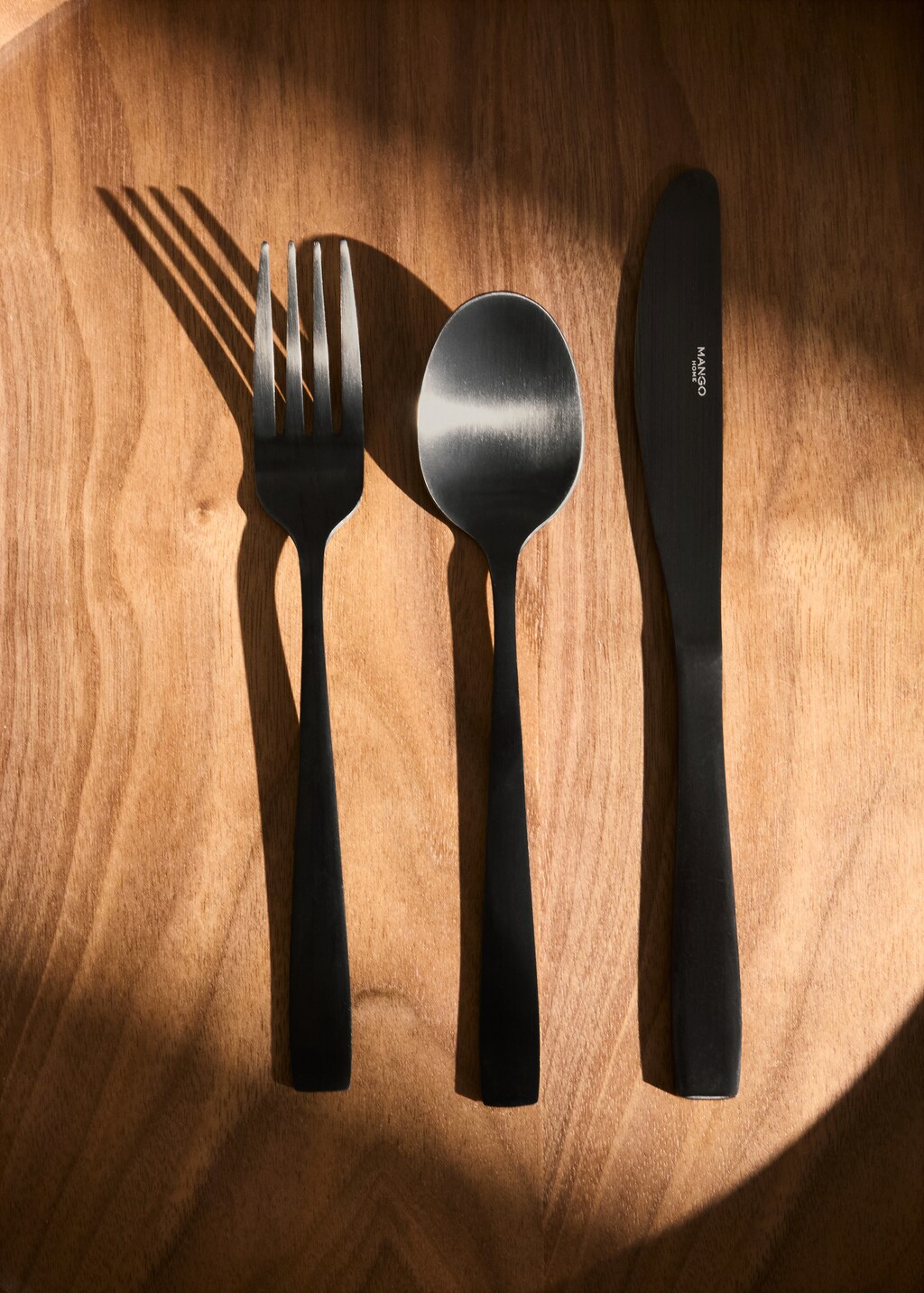 3-piece matte finish steel cutlery set - Black