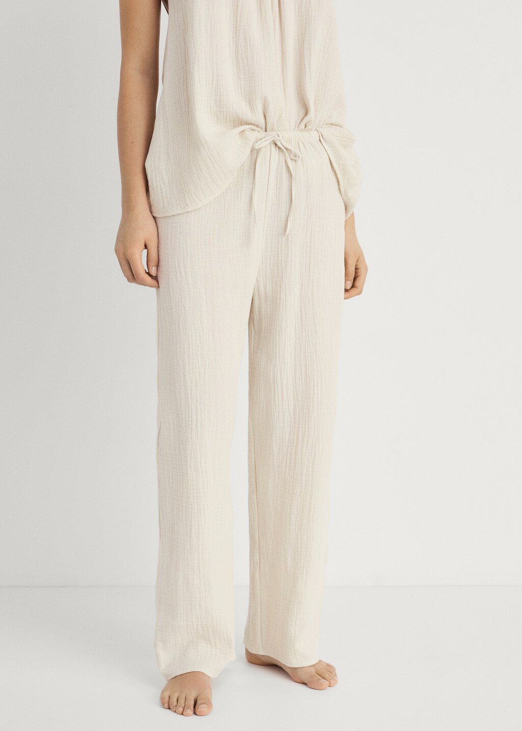 Plain cotton pyjama trousers - Beige