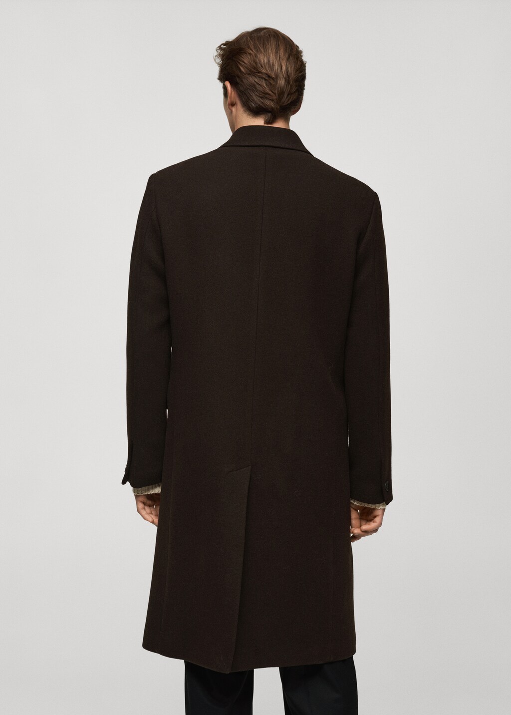 Relaxed-fit long wool coat - Chocolate