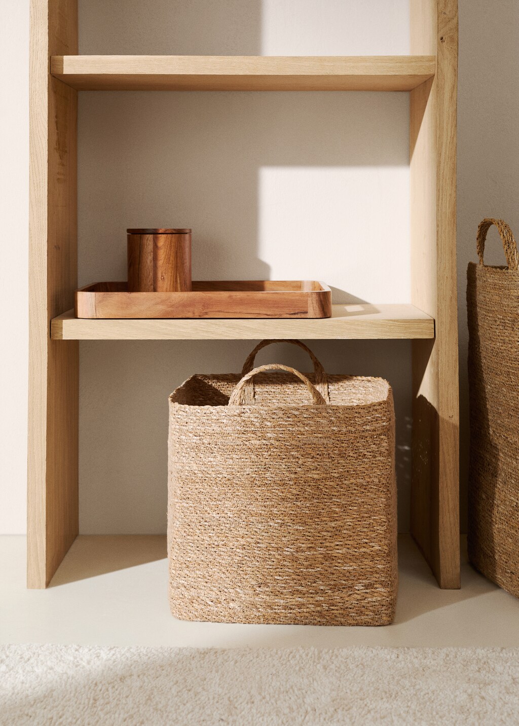 Small seagrass basket with handles - Brown