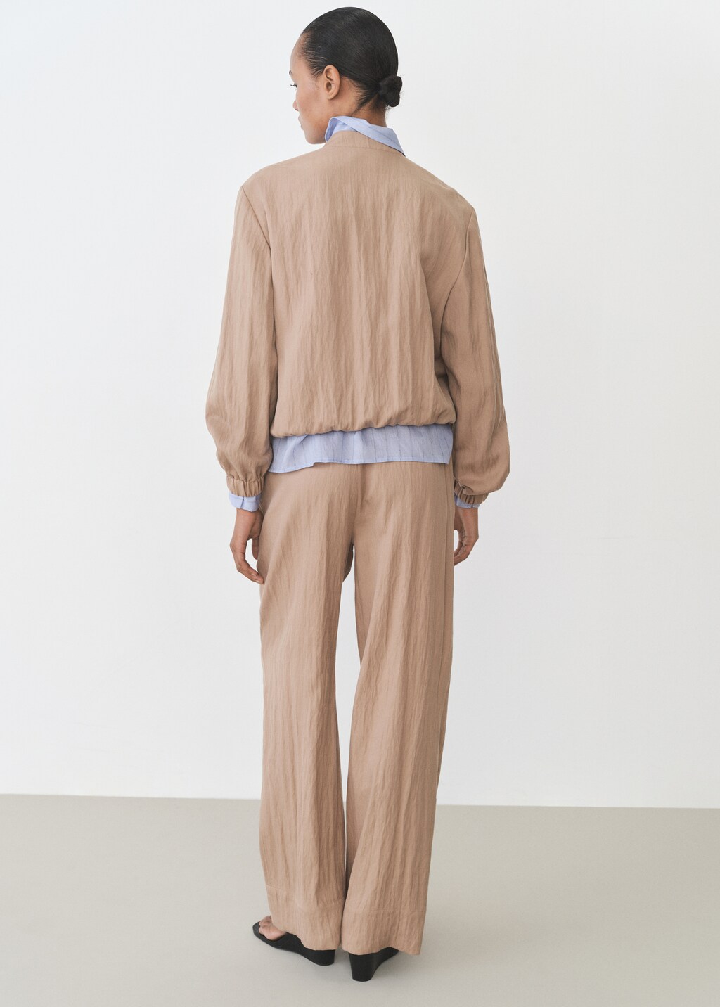 Straight lyocell texture pants - Medium Brown