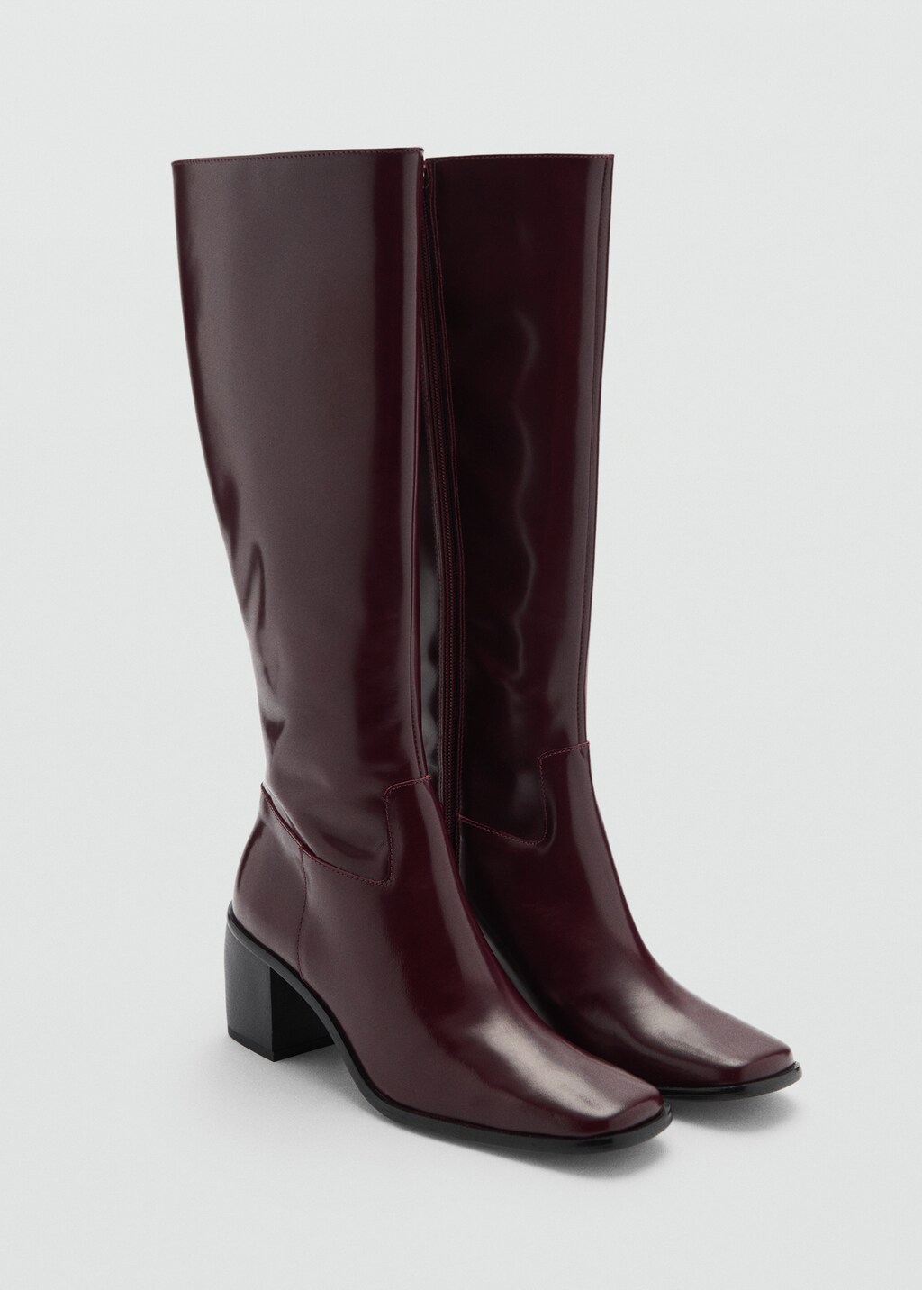 Leather boots with zip - Burgundy