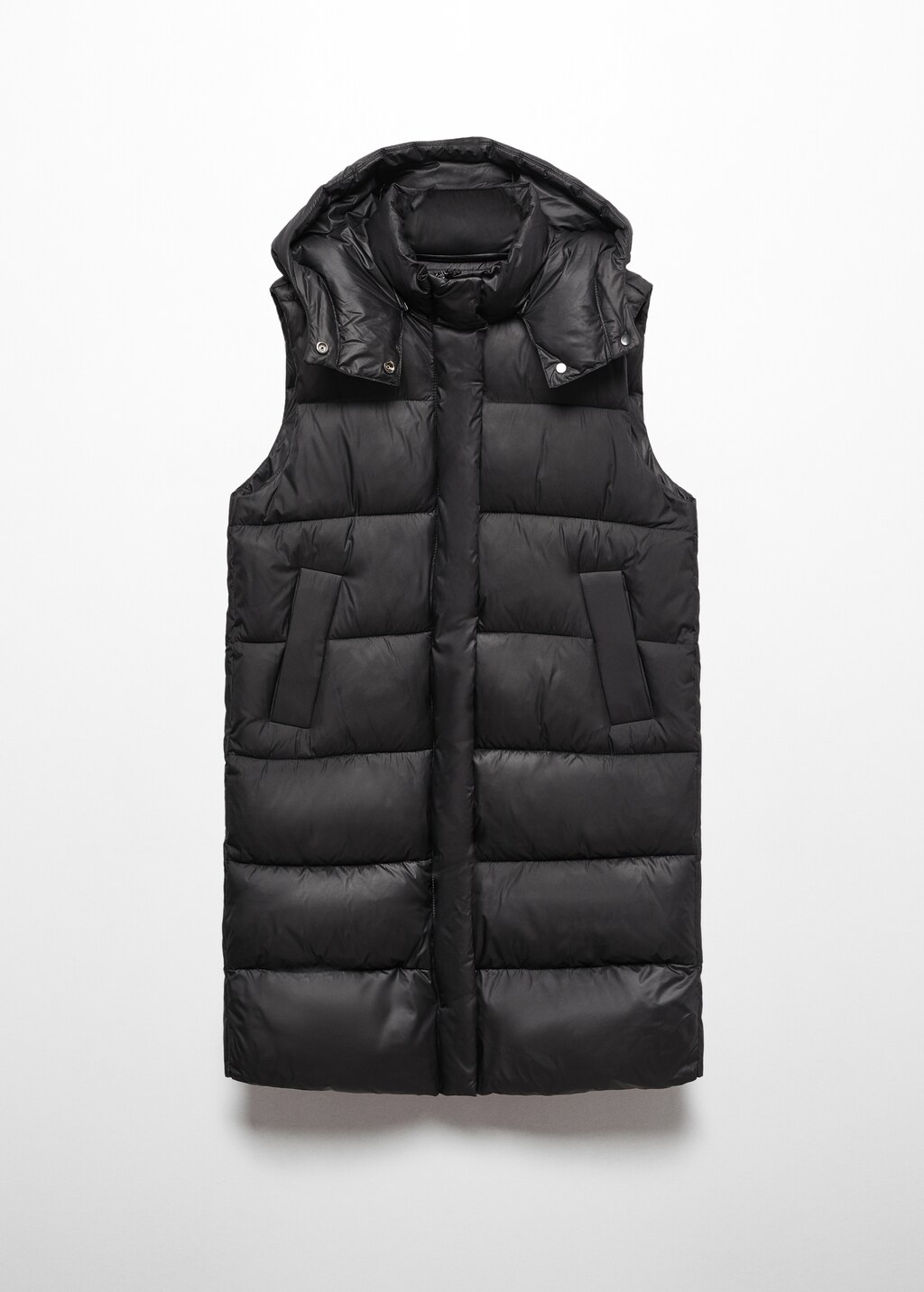 Quilted gilet with hood - Khaki