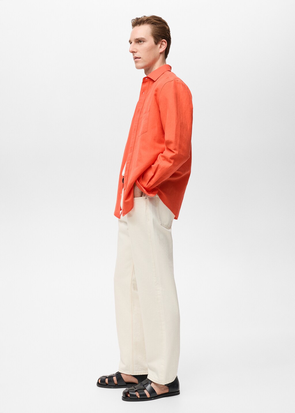 Classic-fit linen shirt - Ink Blue