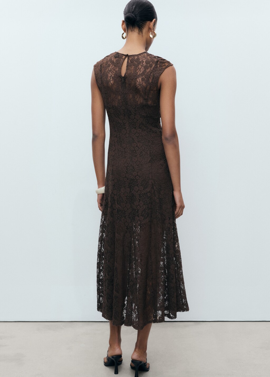 A-line lace dress - Brown