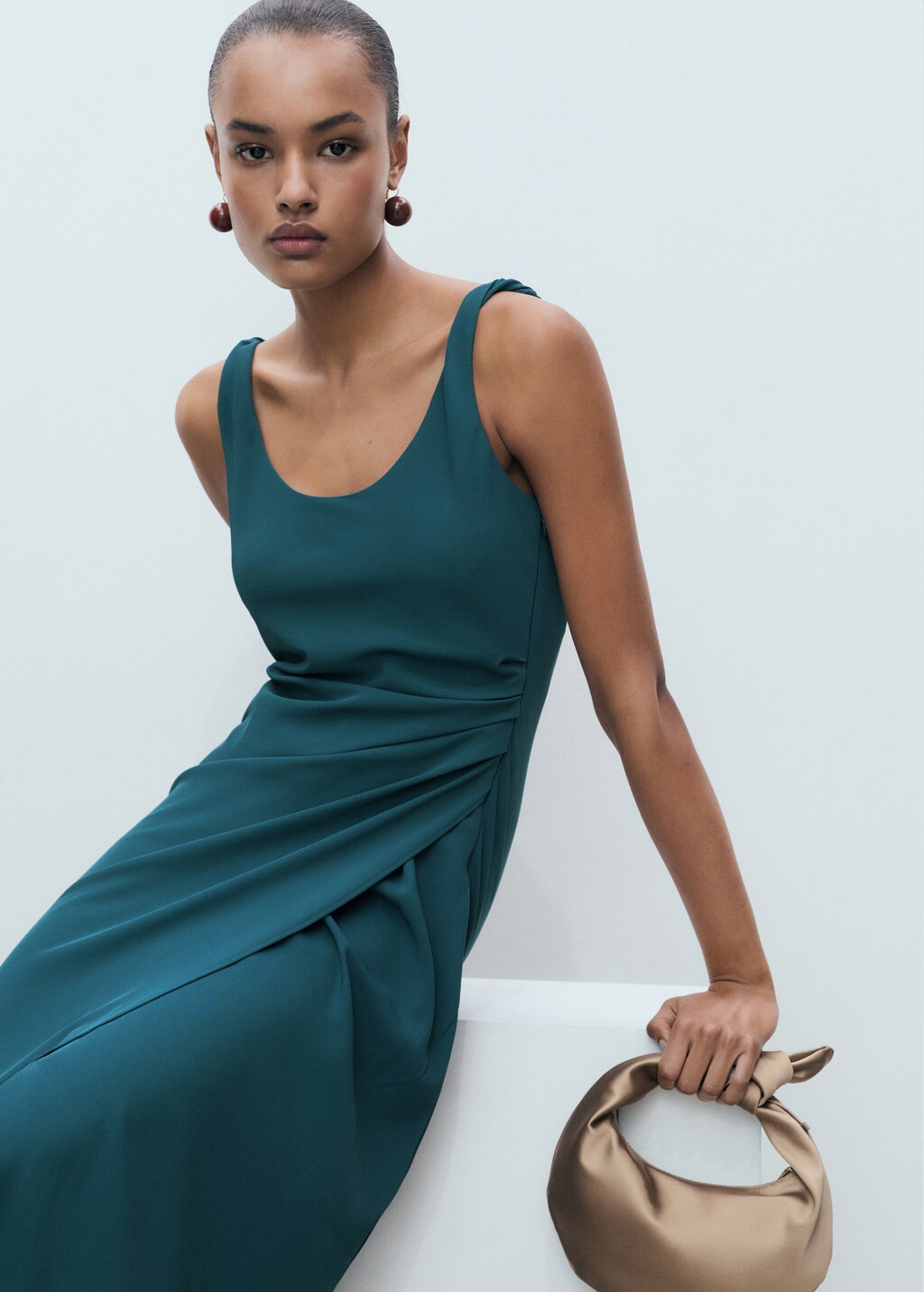 Ruched midi dress - Petrol Blue