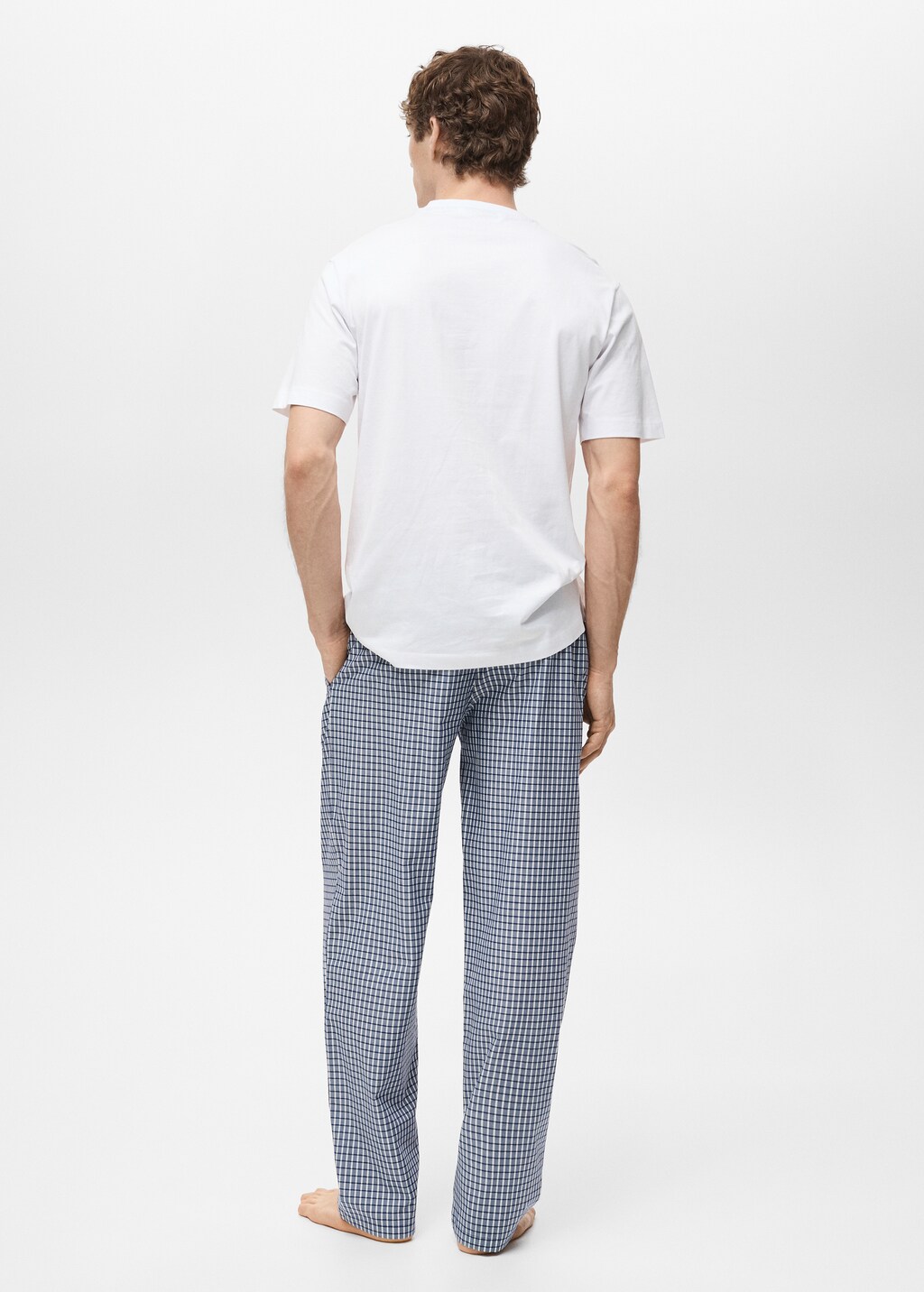 100% cotton check pyjama set - Dark Navy