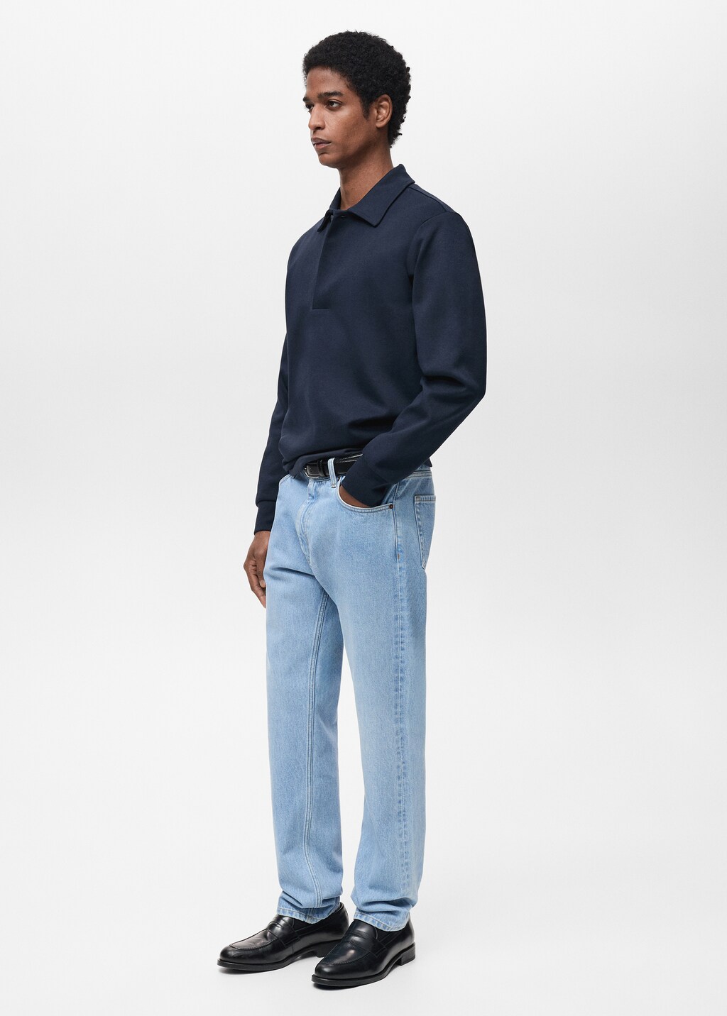 Regular-fit cotton polo sweatshirt - Off White