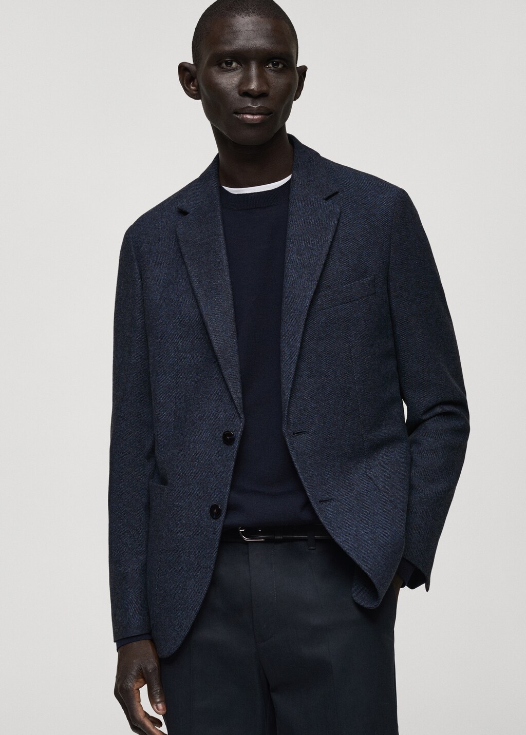 Slim fit wool blend blazer - Khaki