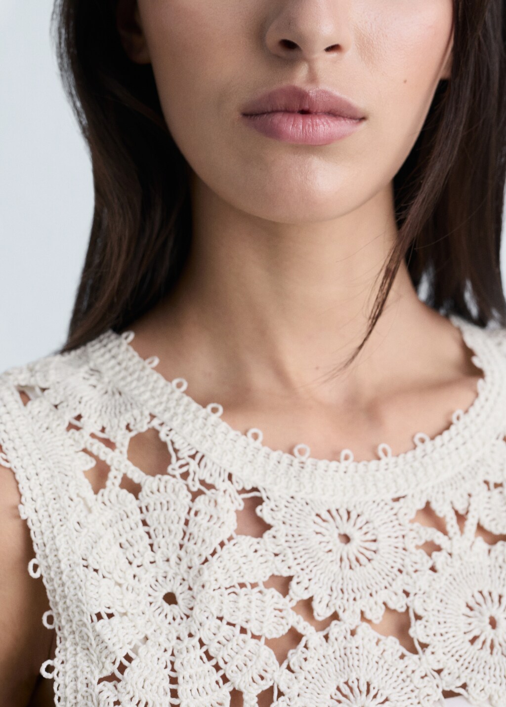 Crochet top midi-dress - Off White