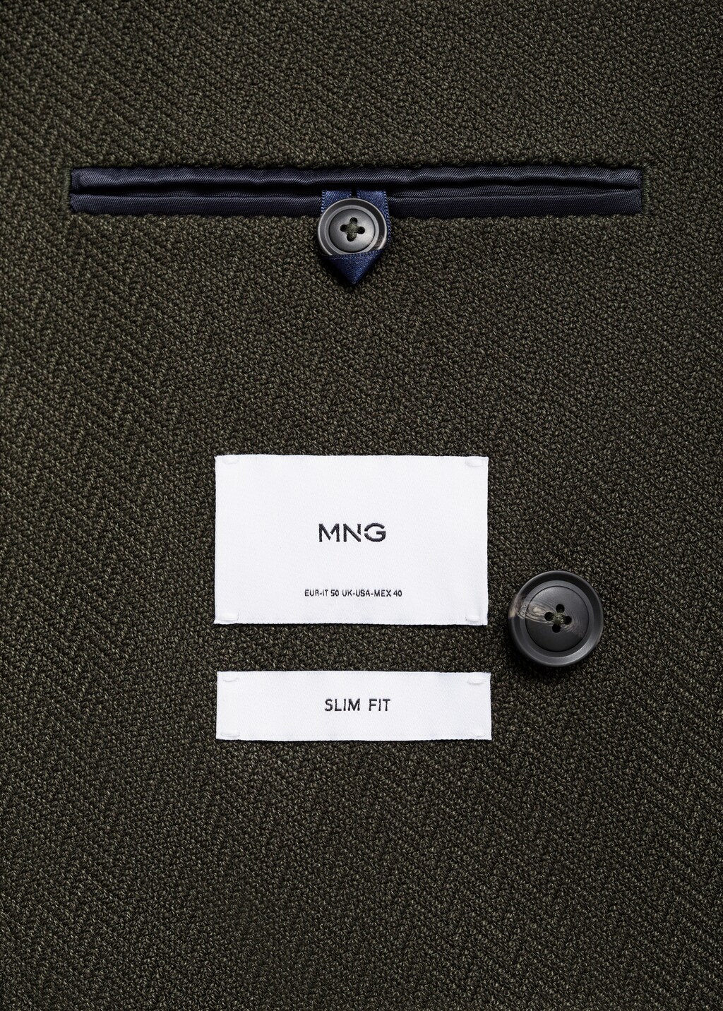 Twill slim-fit double-breasted jacket - Dark Navy