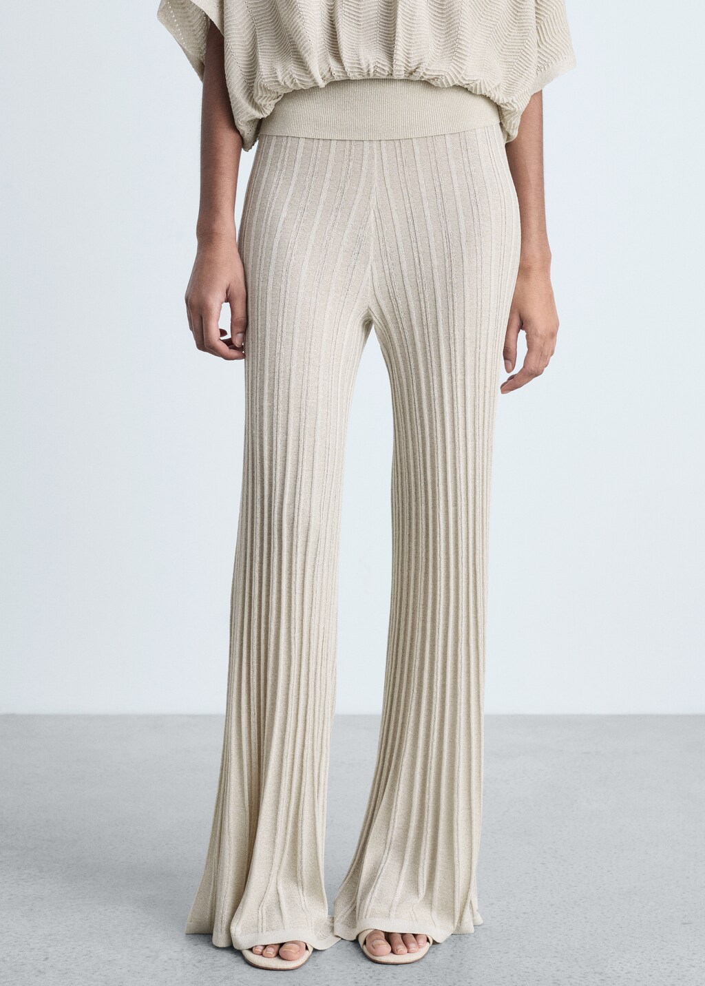 Flared knitted trousers - Gold