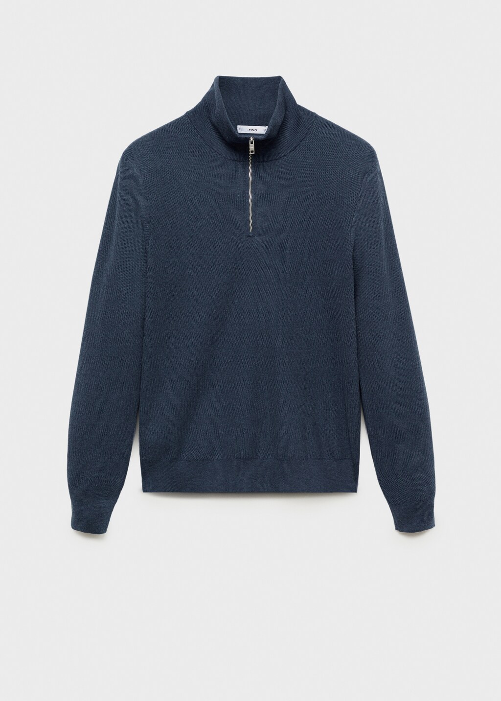 Microstructure sweater with zipper collar - Dark Navy