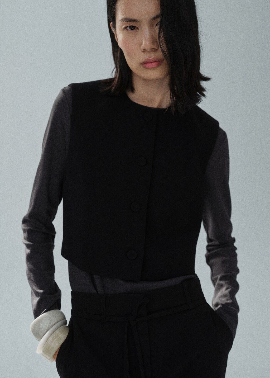 Suit waistcoat with buttons - Black