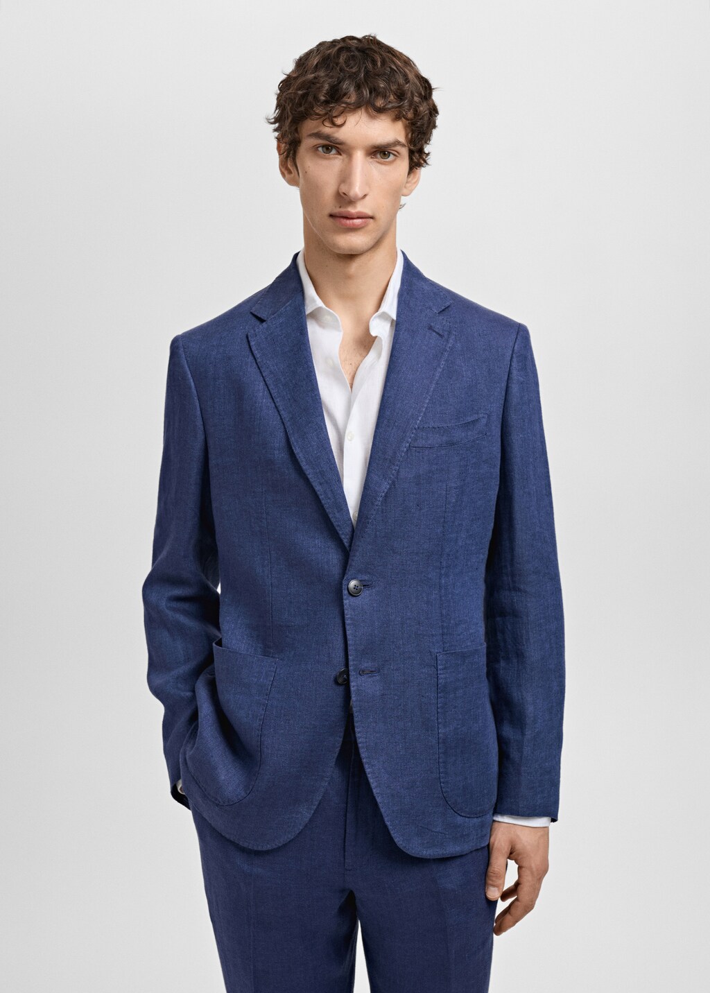 Salerno 100% linen slim fit suit blazer - Ecru