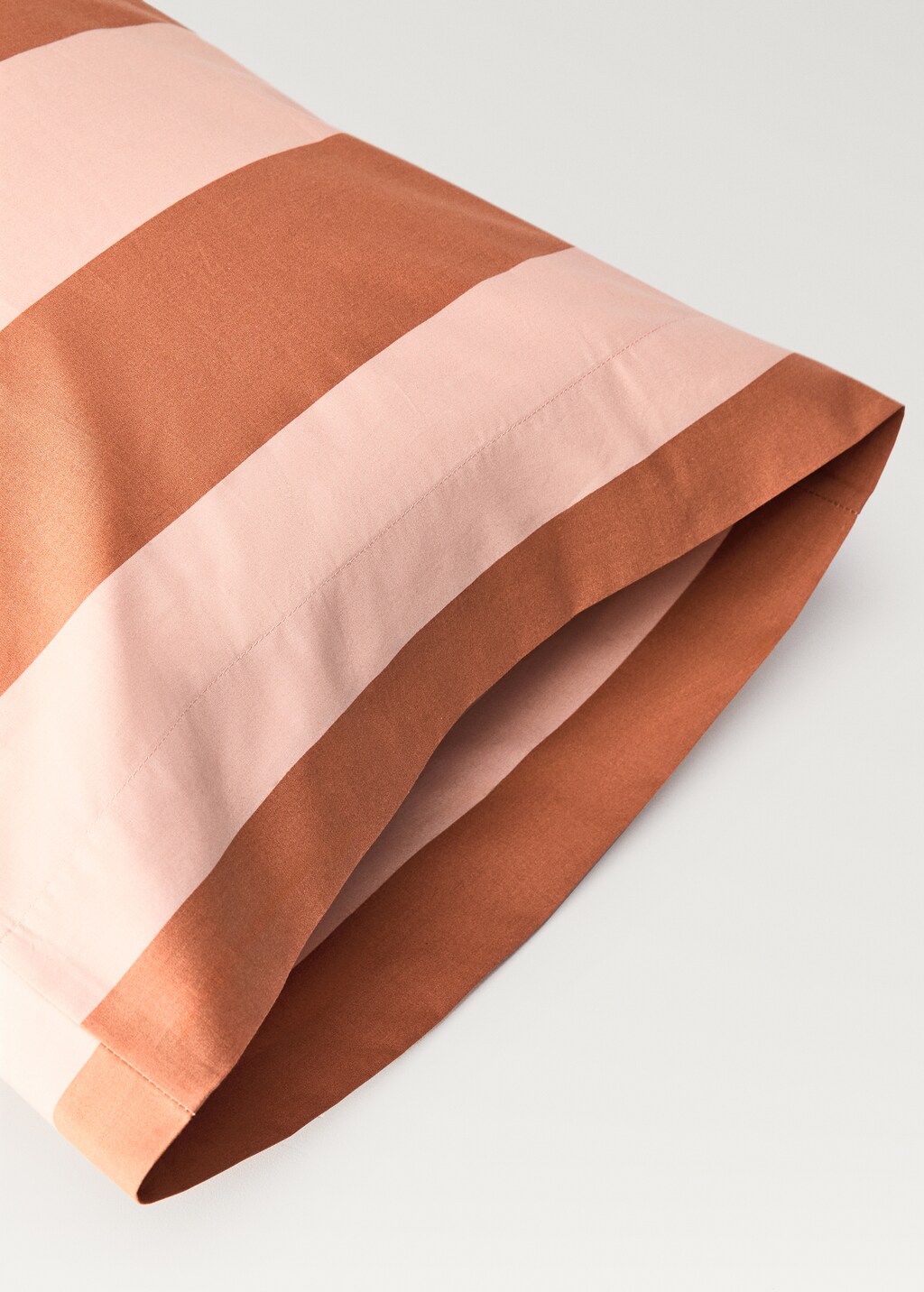 Cotton percale striped pillowcase, 45x110 cm - Green