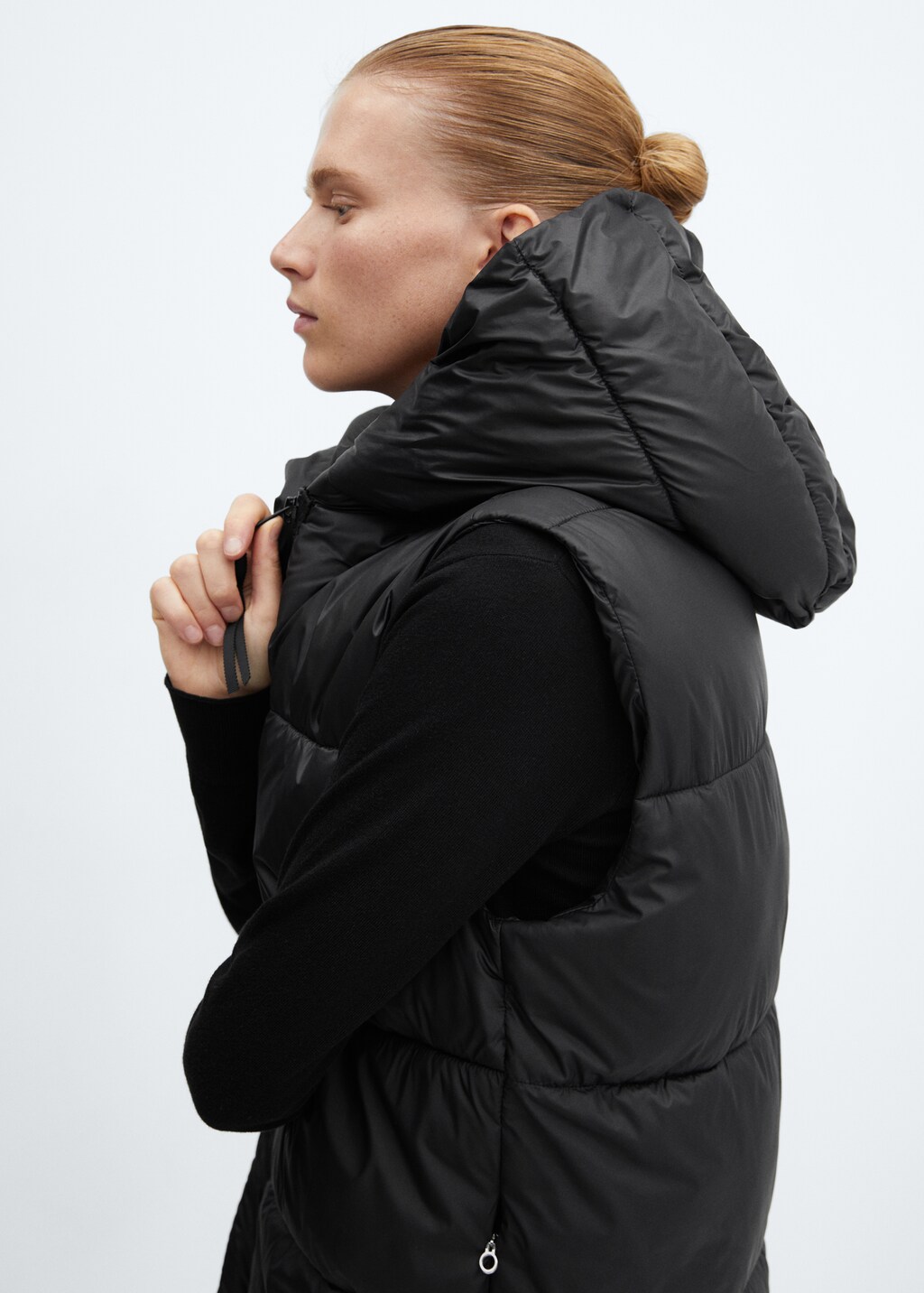 Long quilted gilet - Medium Brown