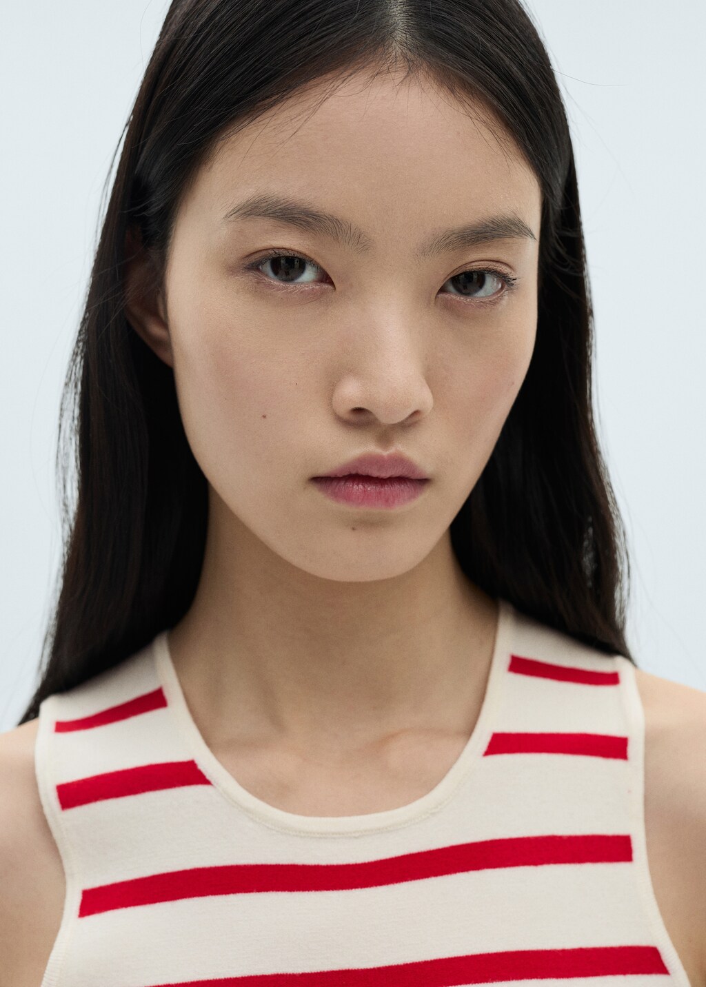 Striped knitted crop top - Black