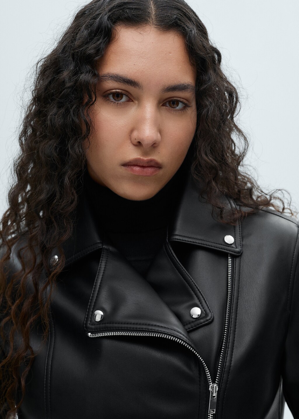 Leather-effect biker jacket - Black