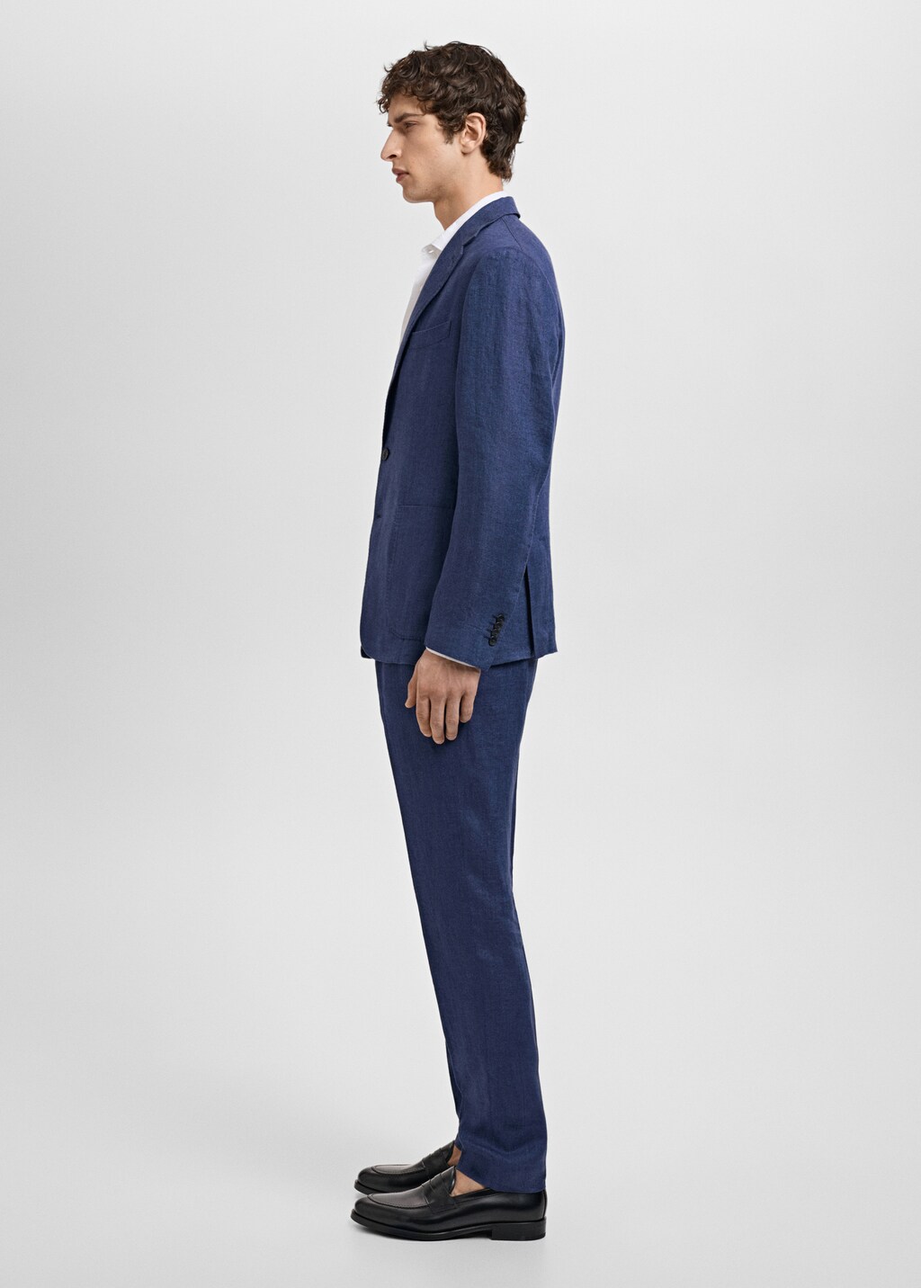 Salerno 100% linen slim fit suit trousers - Ecru
