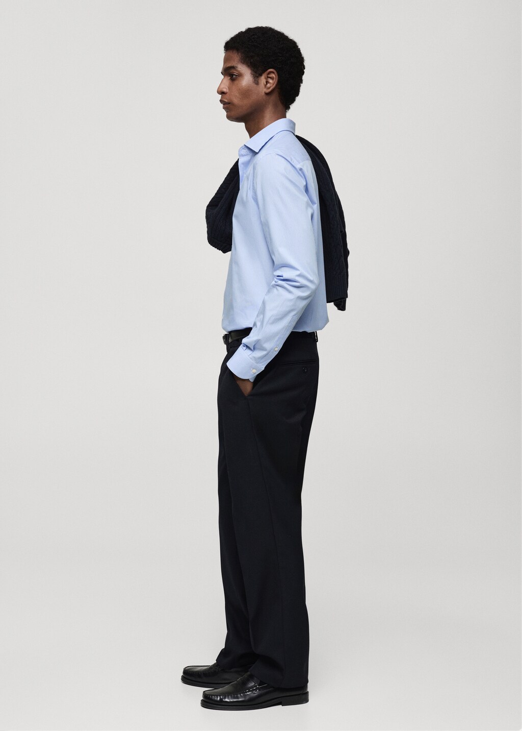 Slim fit striped cotton shirt - Brown