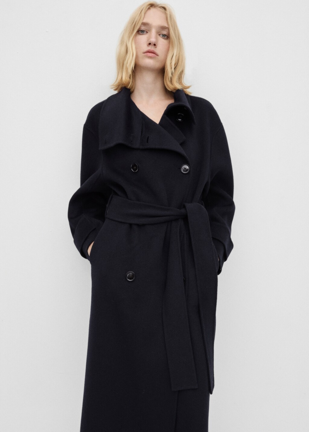 Double-breasted wool coat - Dark Navy