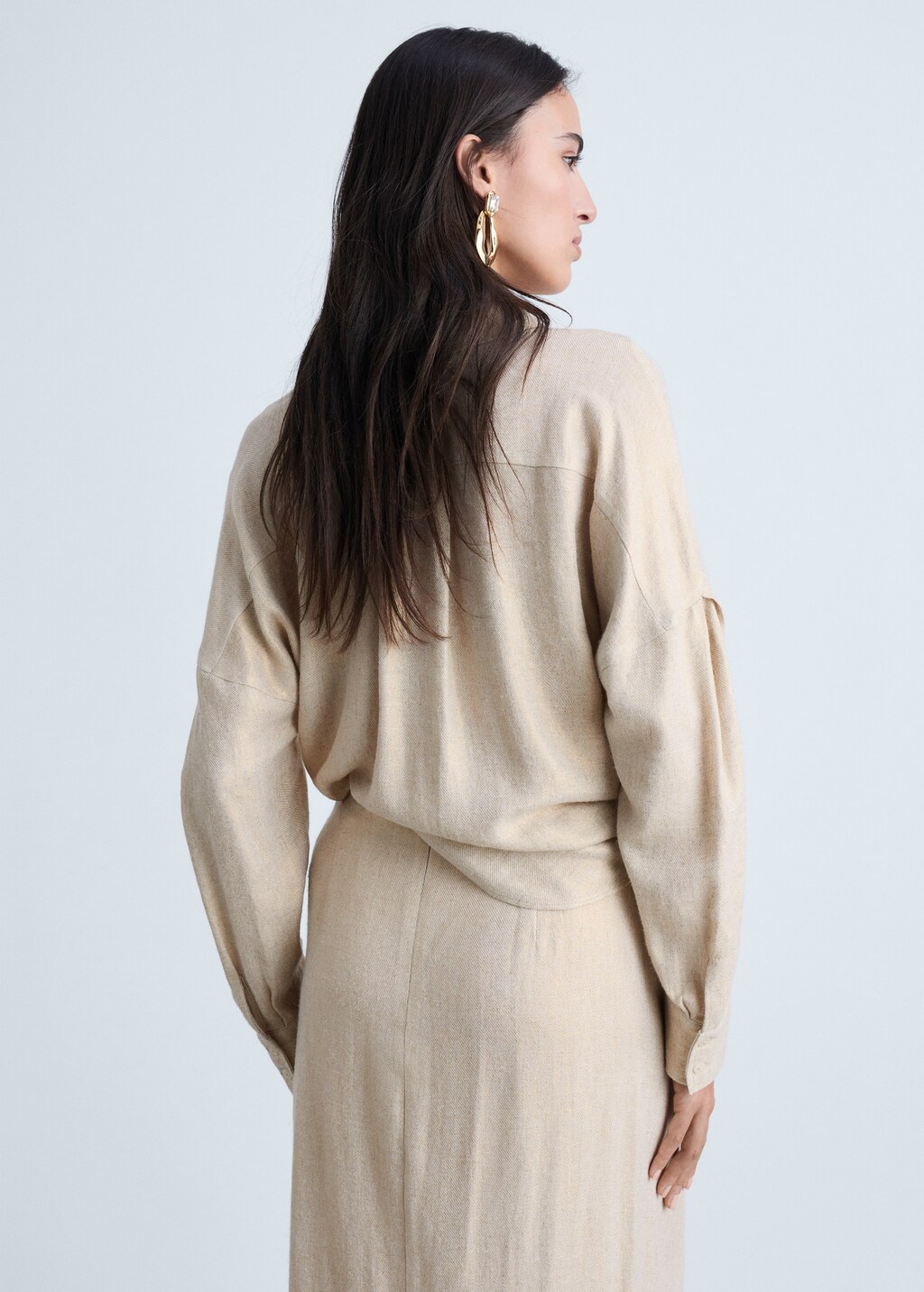 Regular linen-blend shirt - Gold