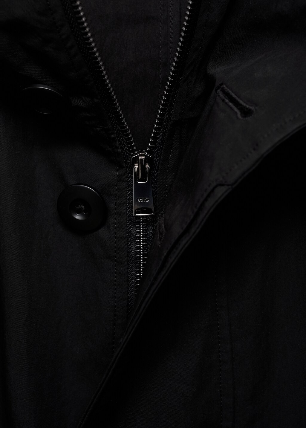 Trench coat with belt and hood - Black