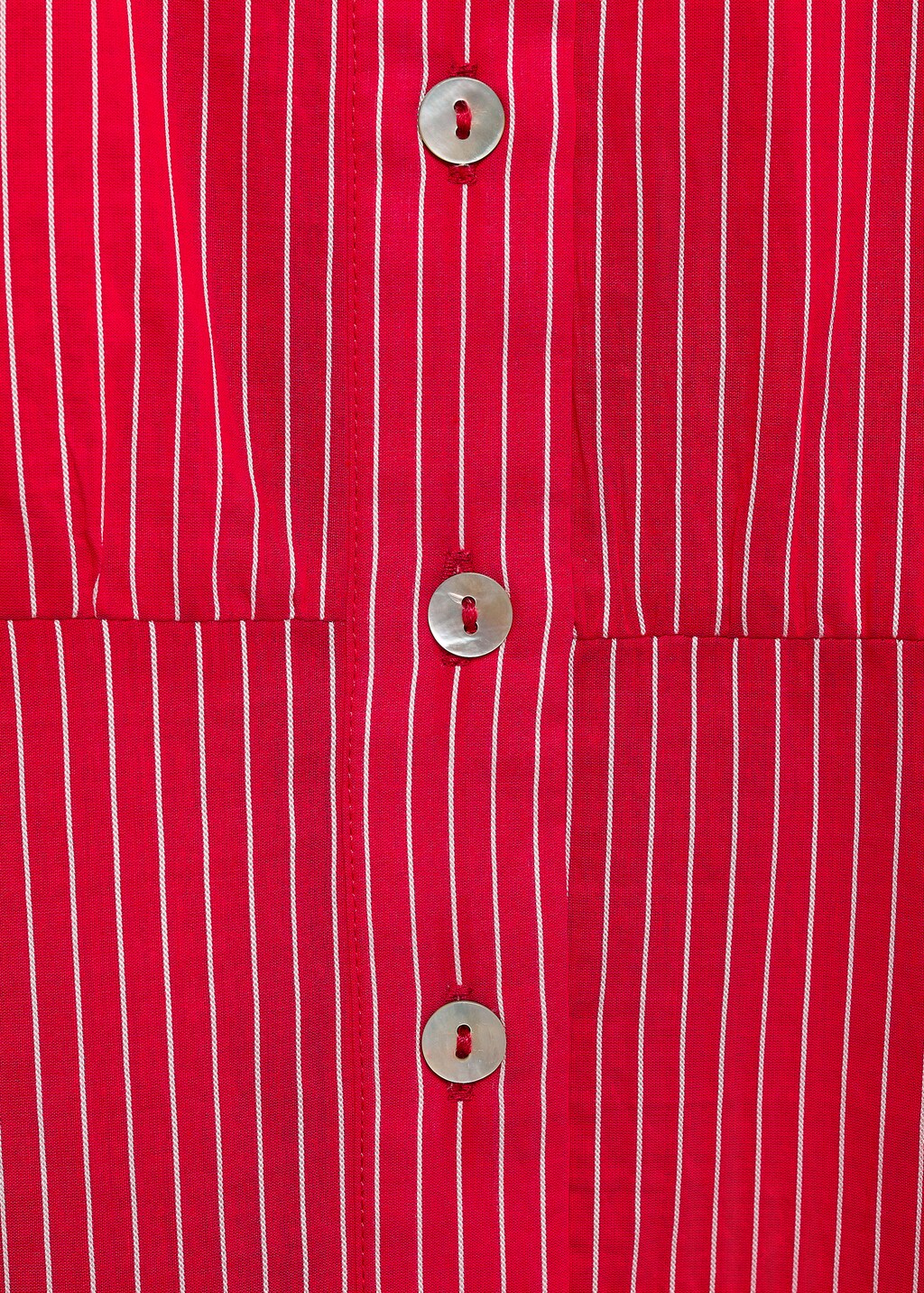 Striped cotton shirt dress - Red