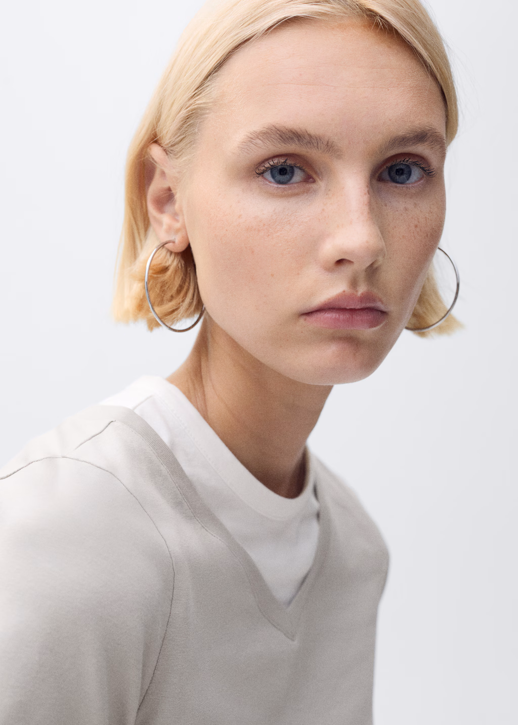 Contrasting cotton-blend T-shirt - Grey