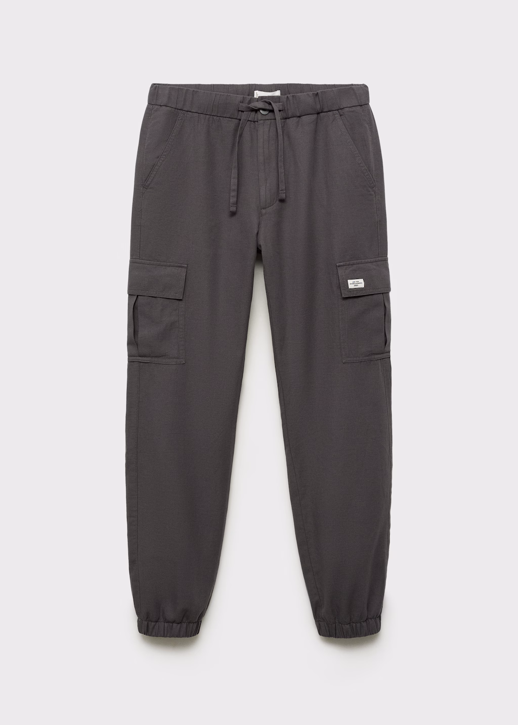 Cotton-linen cargo trousers - Charcoal