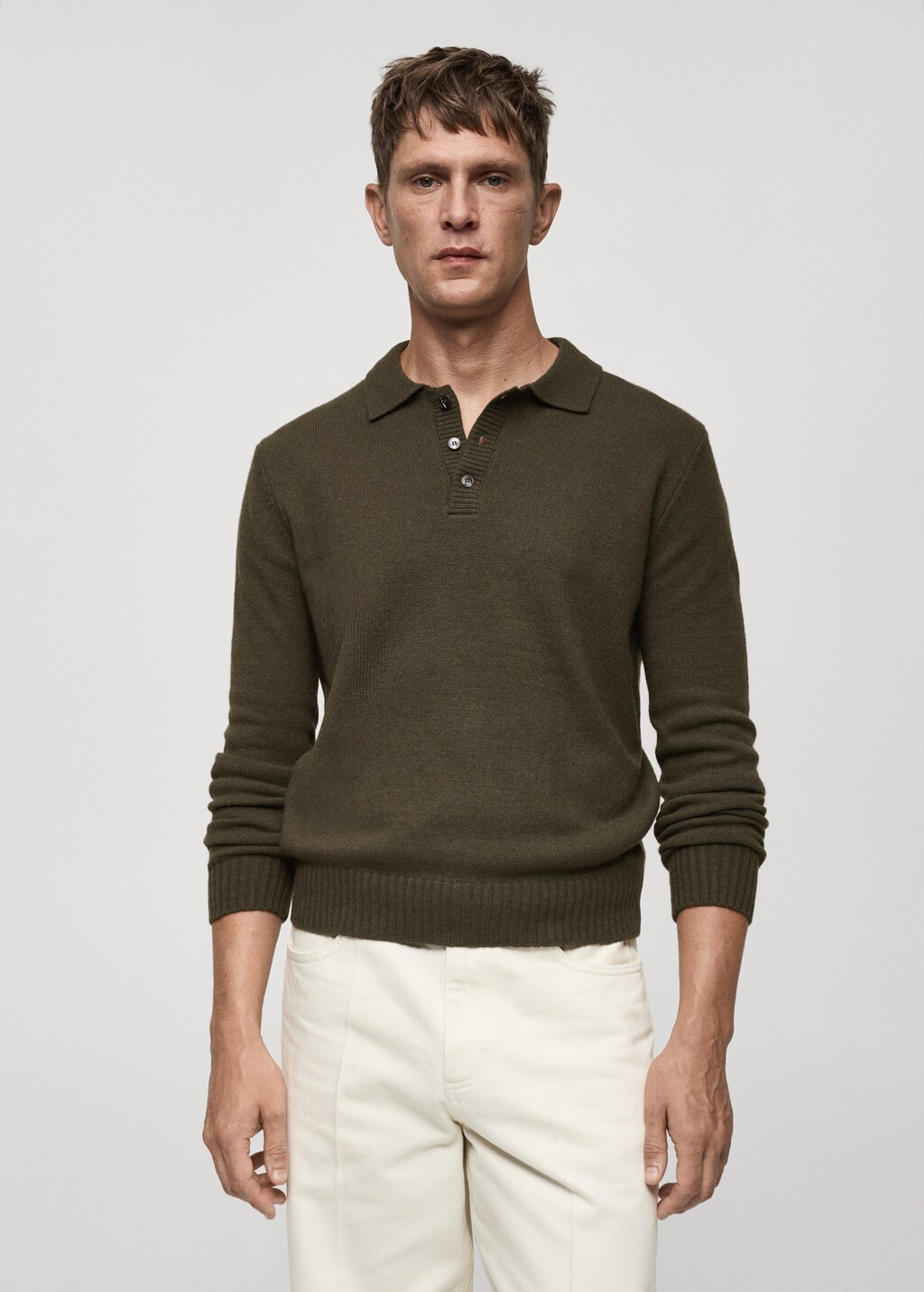 Polo collar wool sweater - Burnt Orange
