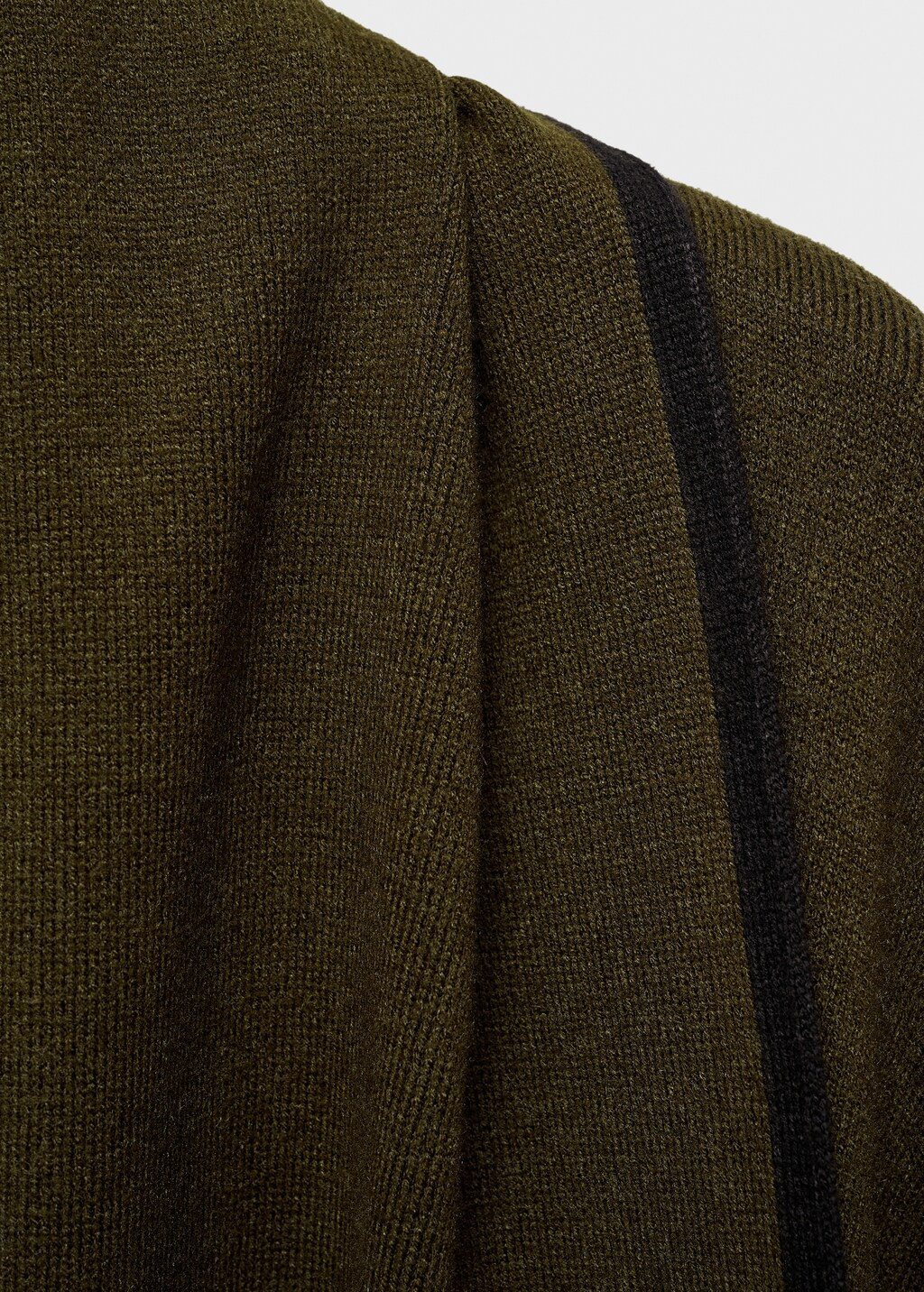 Knitted cape with contrasting trim - Khaki