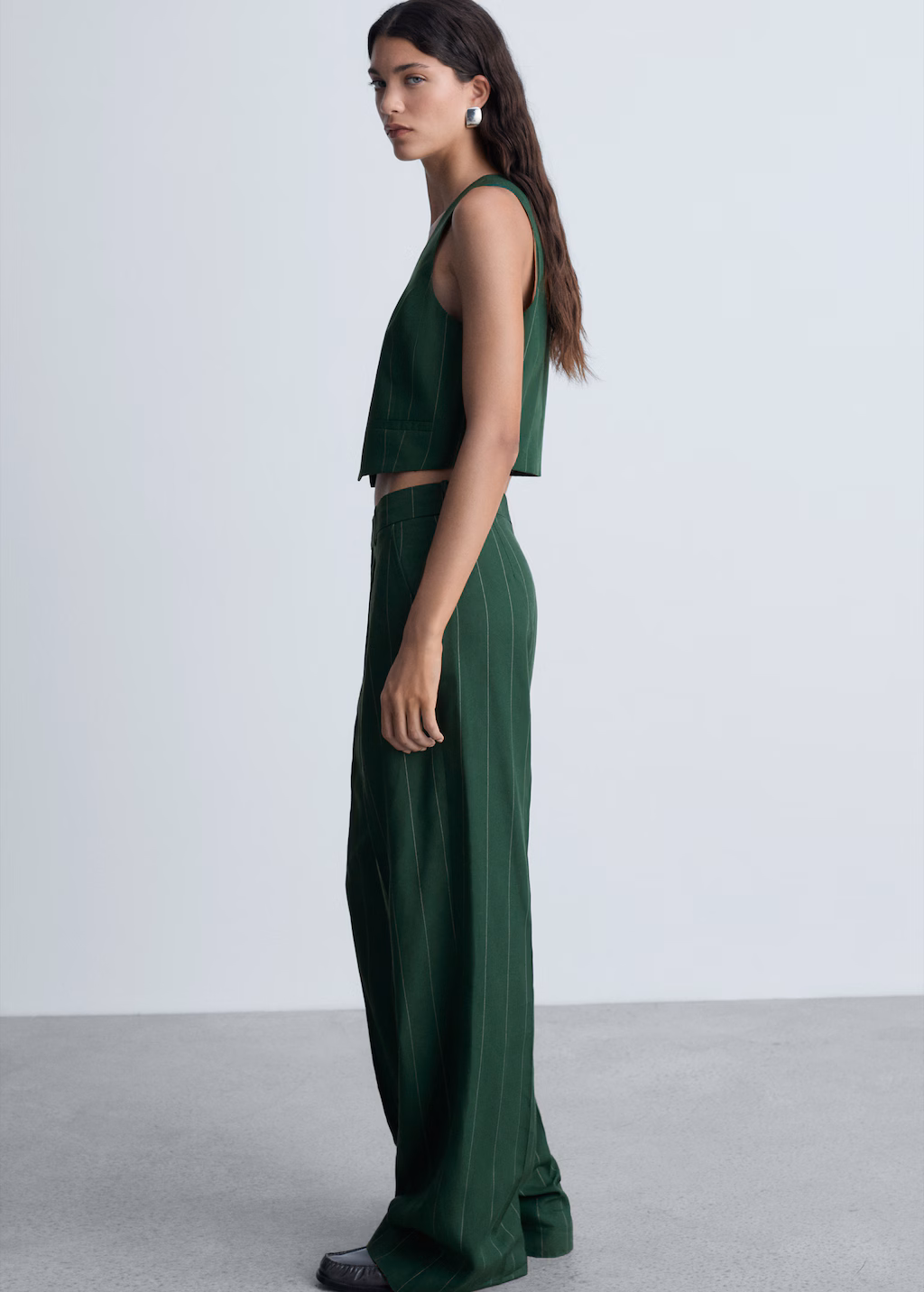 Pinstripe suit trousers - Green