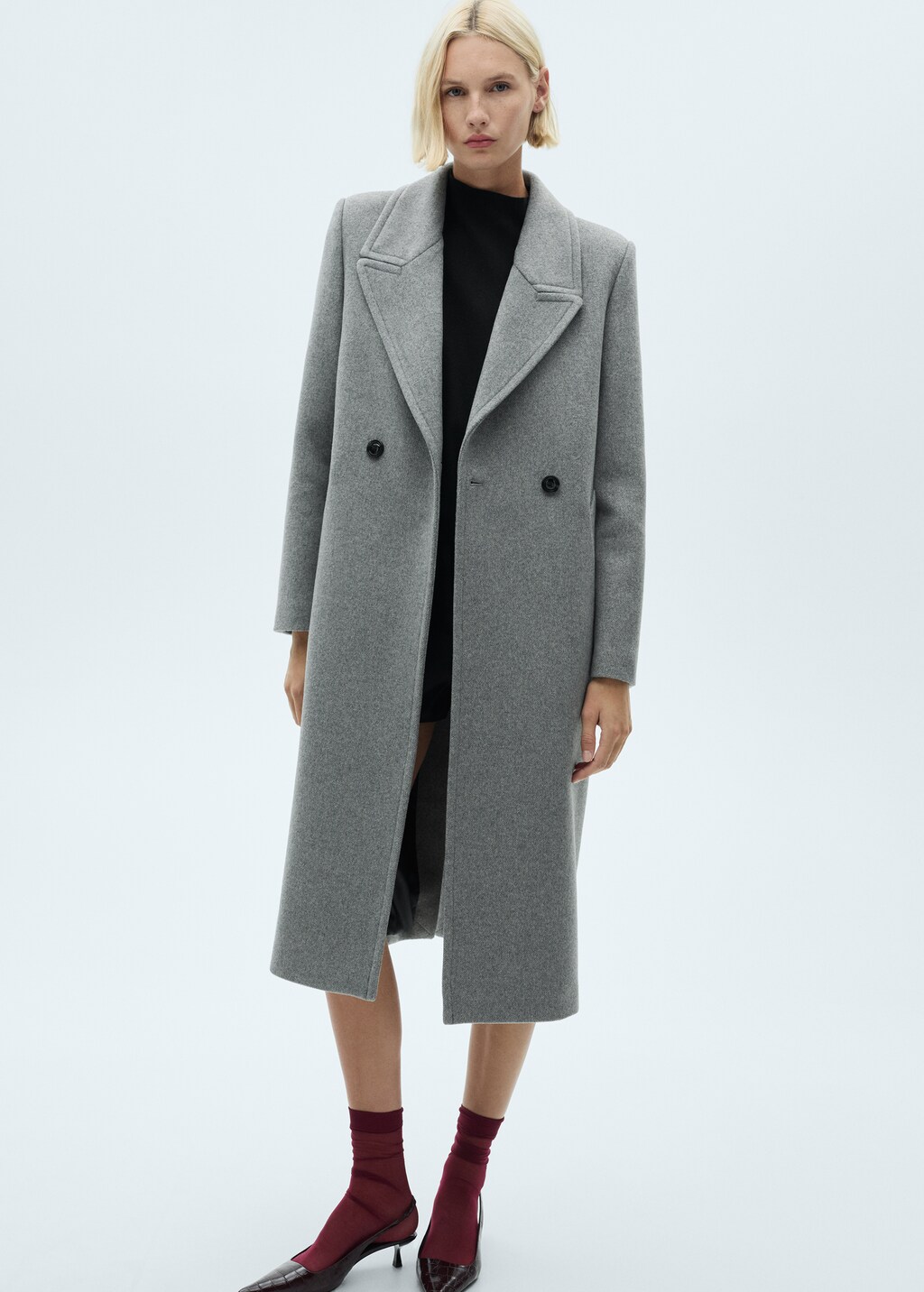 Lapels wool coat - Grey