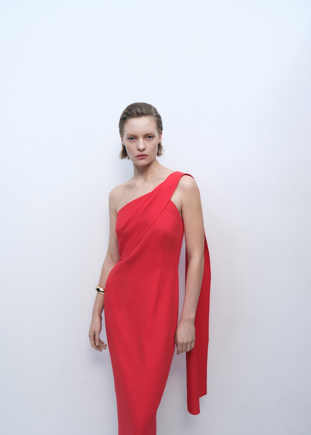 Asymmetrical bow-neck dress - Blue