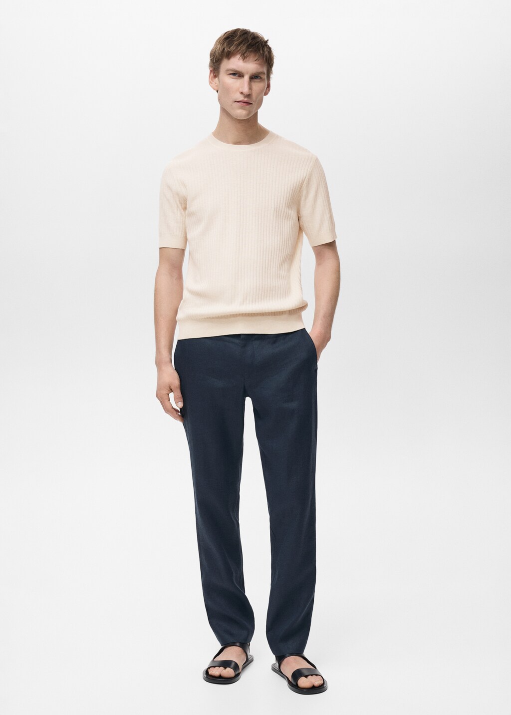 Textured striped T-shirt - Brown