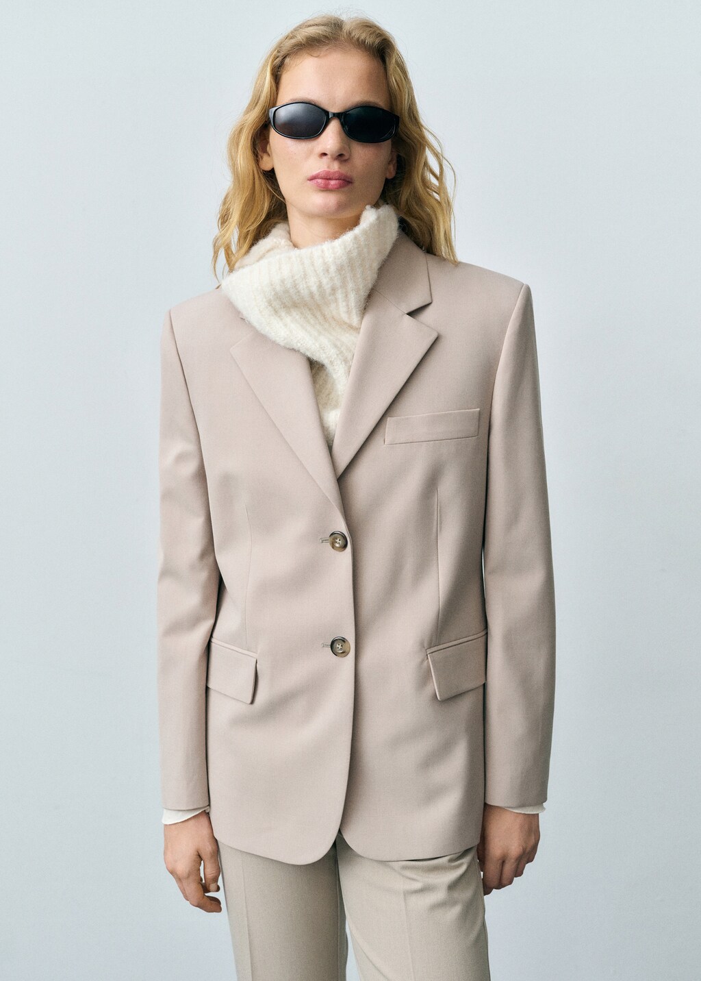 Structured straight-fit jacket - Beige