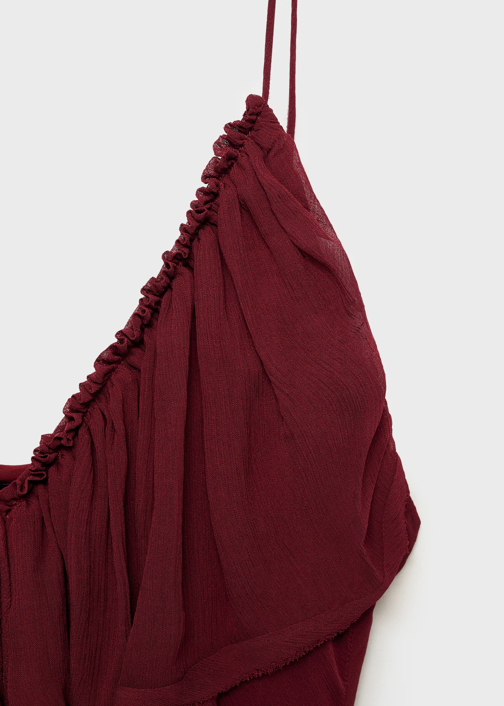 Chiffon dress with ruffle detail - Burgundy
