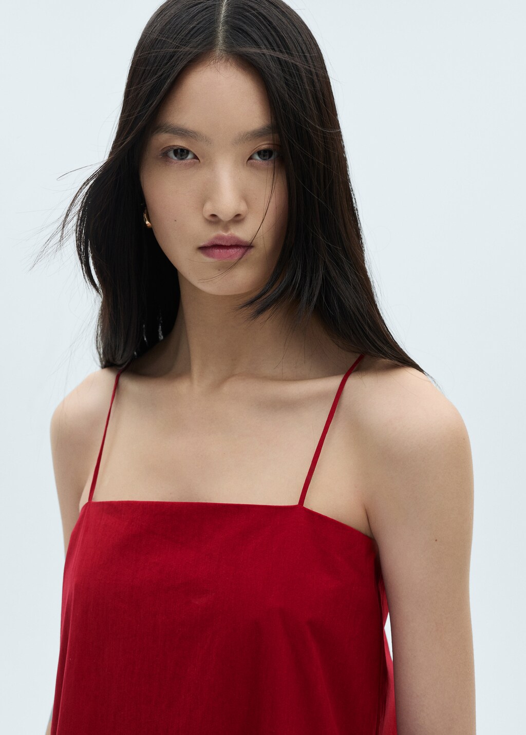 Ruffle dress with thin straps - Red