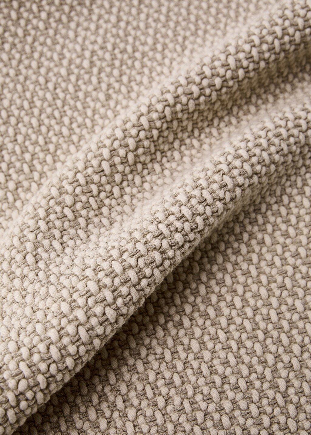 Cotton linen bathroom rug with fringes - Beige