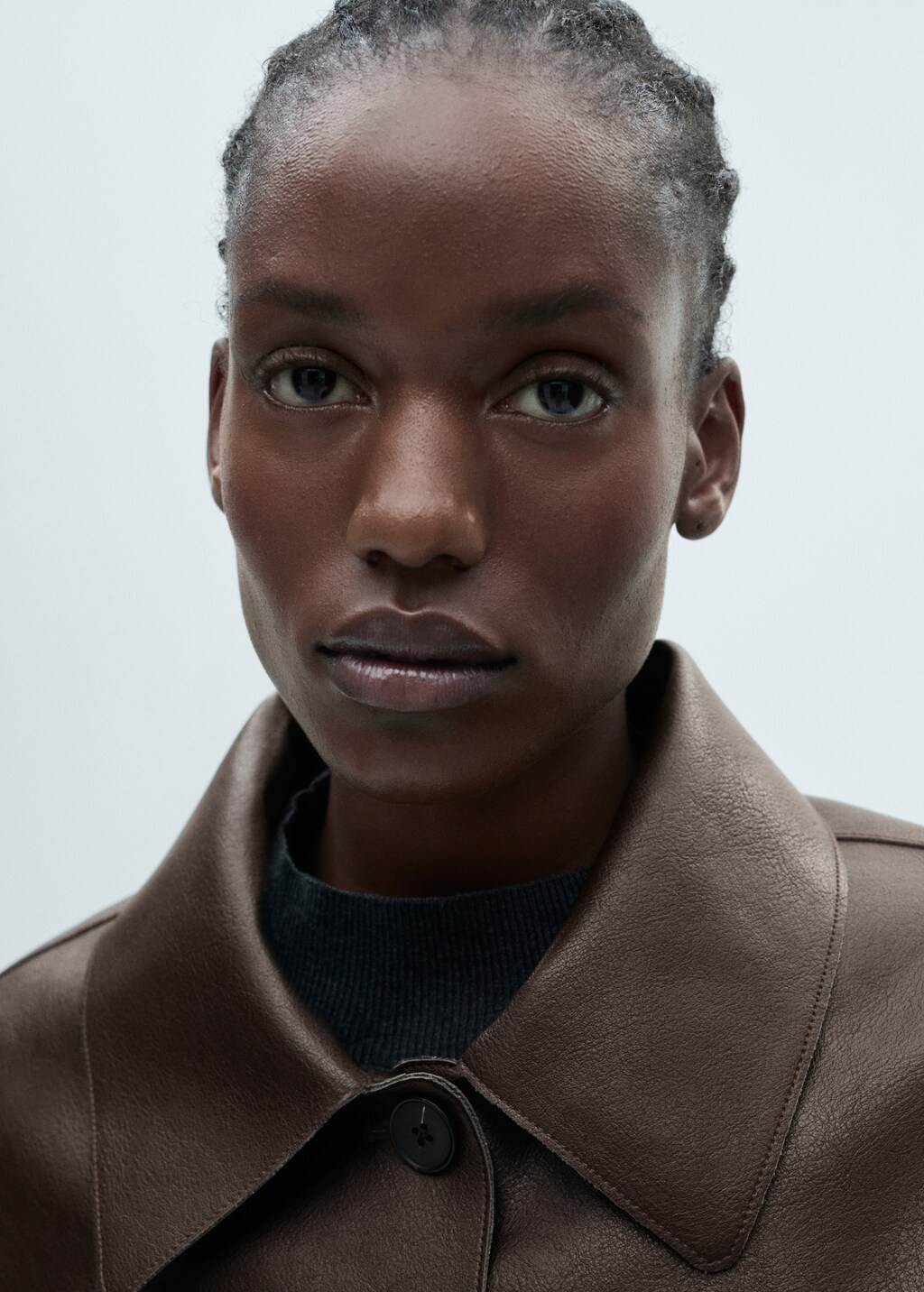 Leather-effect jacket with pockets - Black