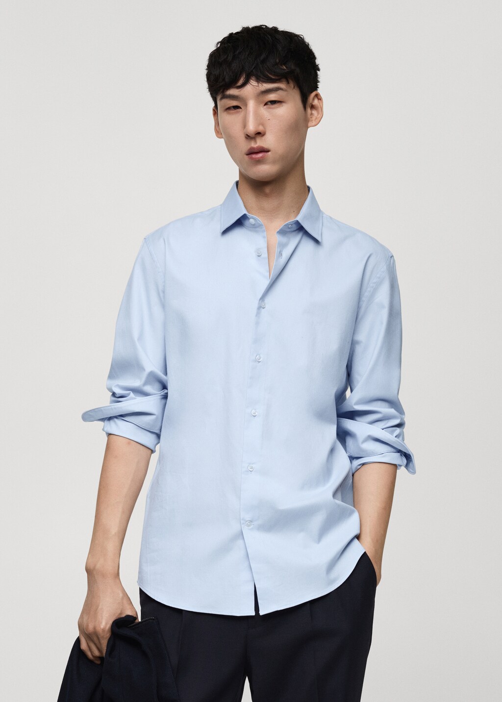 100% cotton twill regular-fit shirt - Brown