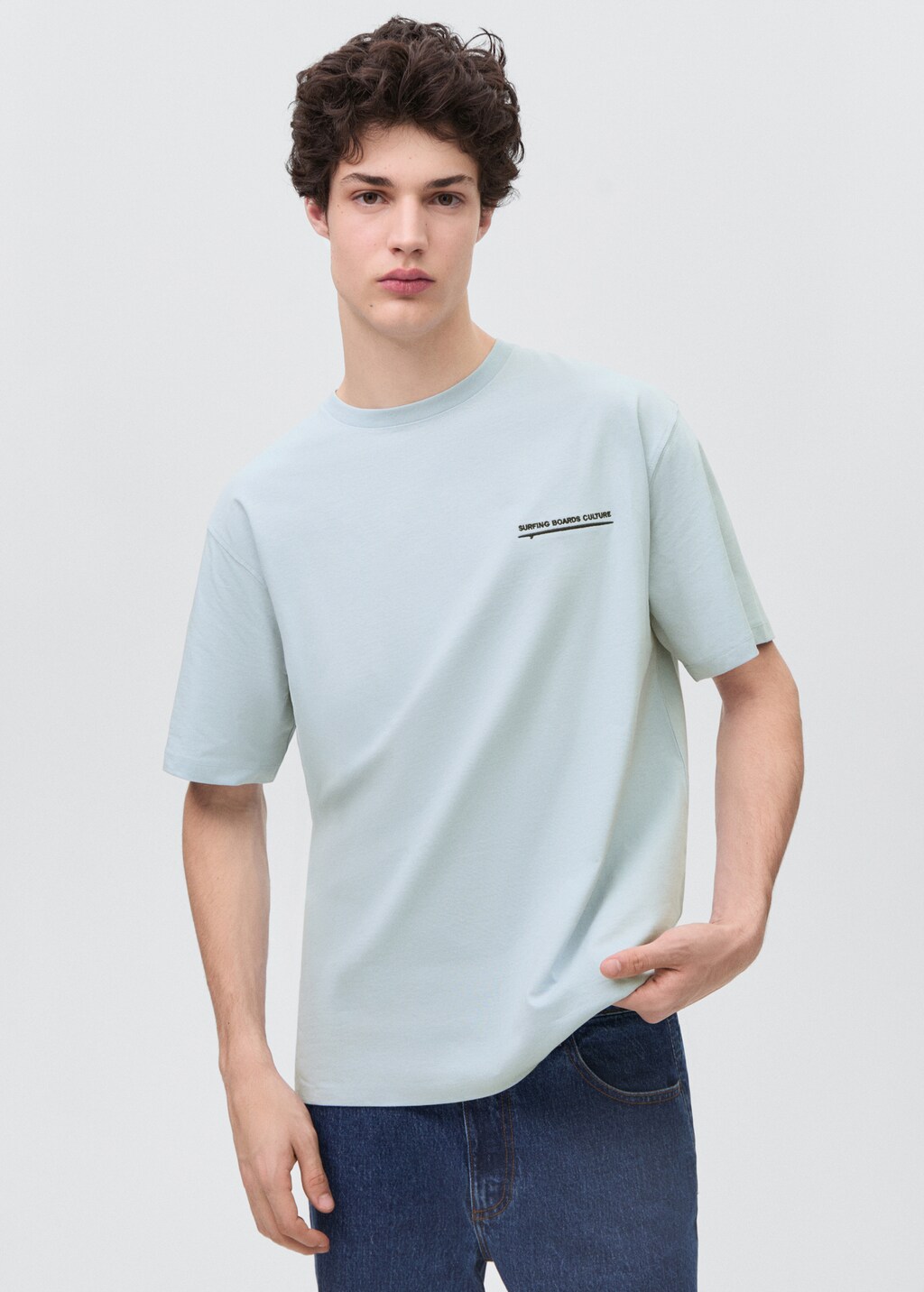 Printed cotton-blend T-shirt - Sky Blue