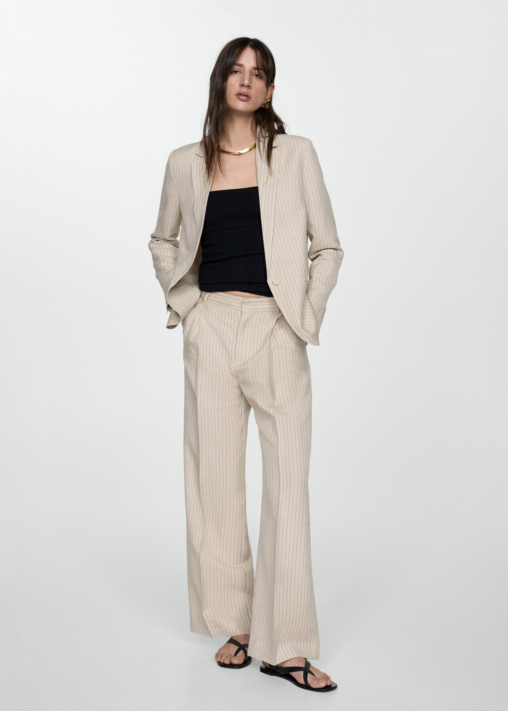 Striped suit trousers - Beige