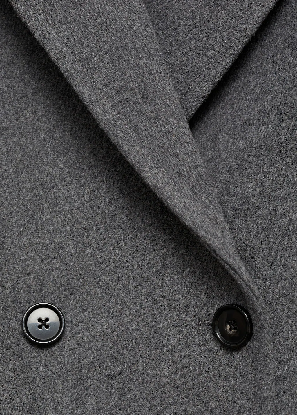 Double-breasted midi wool coat - Black