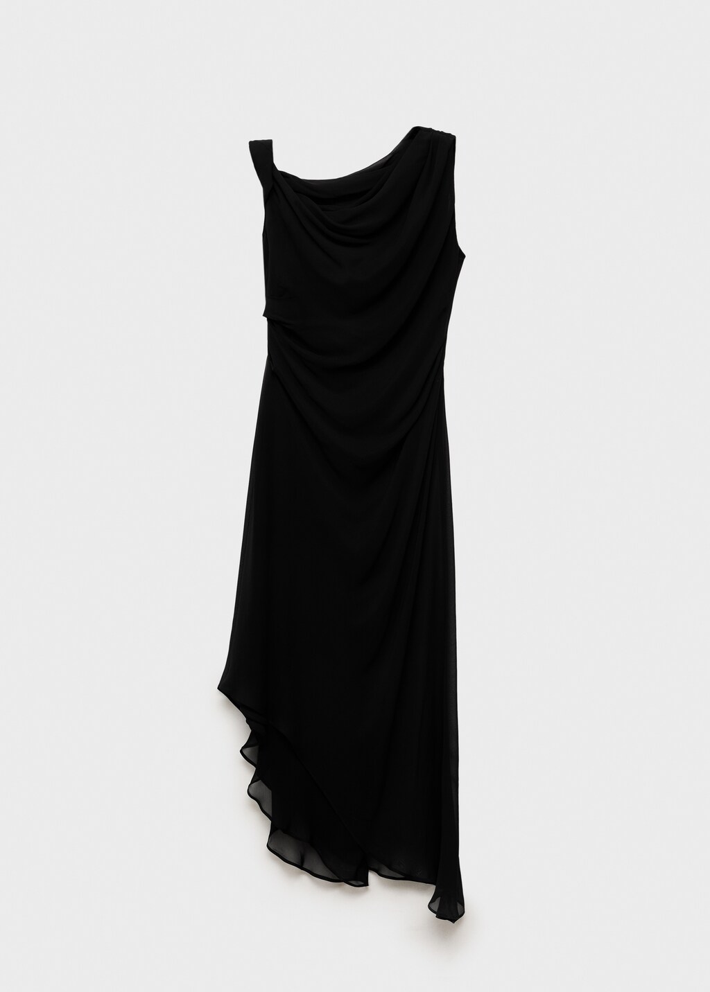Asymmetric draped gown - Black